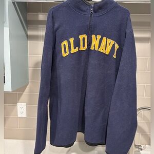 Y2K Old Navy Quarterzip Fleece Patchwork Sweater Size XXL Navy